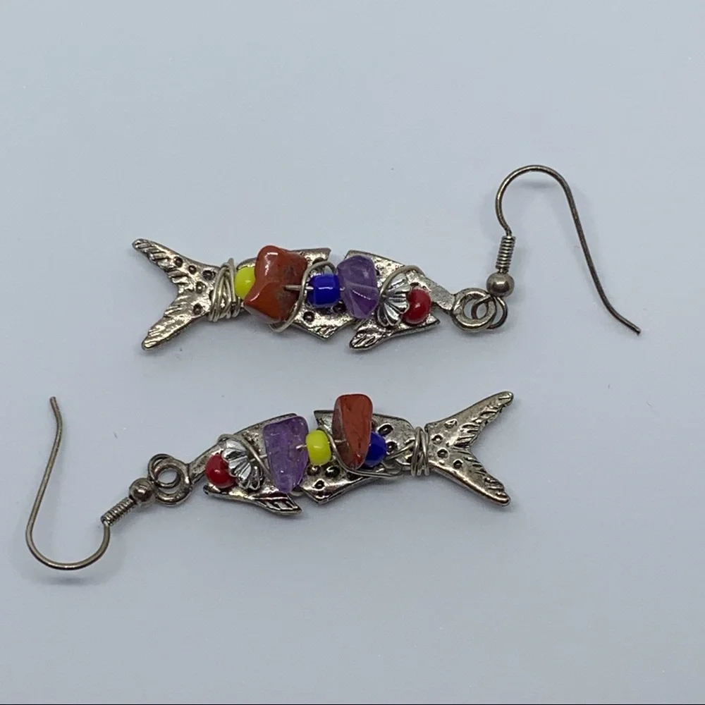 Vintage dangling fish earrings